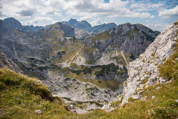 Rocky mountain scenery. Panorama of beautiful mountains from a height, Montenegro.
