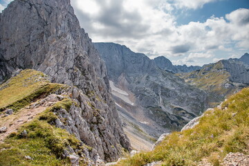 Rocky mountain scenery. Panorama of beautiful mountains from a height, Montenegro.