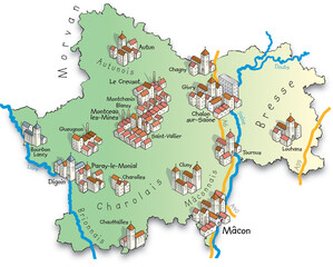 71 Carte du département de Saône-et-Loire
