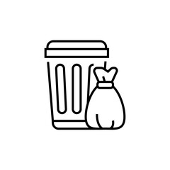 Trash icon. Rubbish can and bag vector illustration.