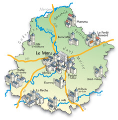 72 Carte du département de la Sarthe