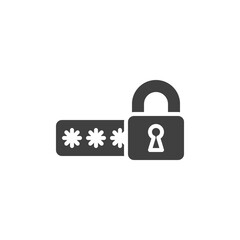 Security password code vector icon. filled flat sign for mobile concept and web design. Password protection lock glyph icon. Symbol, logo illustration. Vector graphics