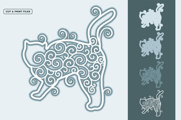 Cat Vector 3D Layered Eps 10