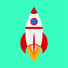 flat vector illustration of rocket. old rocket pattern. spaceship.