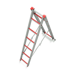 Ladder folded isolated on white background. 3d rendering