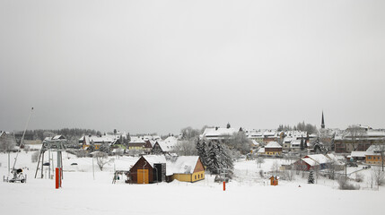 Altenberg im Winter - Stadtpanormama mit Ski-Lift