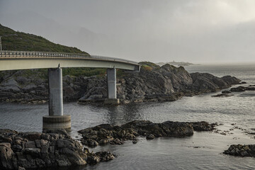 Fototapeta na wymiar Bridge over the ocean on lofoten islands