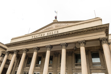View of the famous Solis Theatre facade, the oldest in Montevideo, located in front of Plaza Independencia, Montevideo, Uruguay