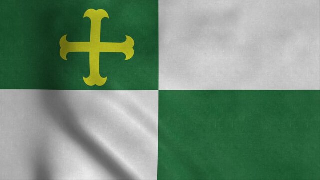 Comerio flag, city of Puerto Rico, waving in wind. 3d illustration