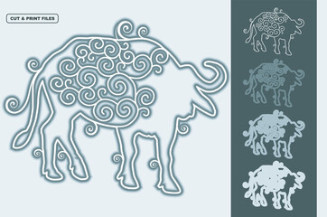 Buffalo Vector 3D Layered Eps 10