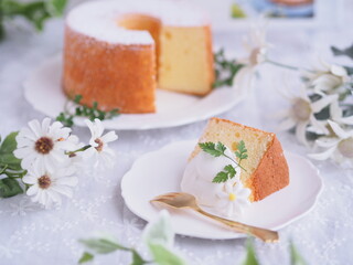 ふわふわシフォンケーキでティータイム