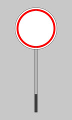 Red Circle Road Sign Isolated On Gray Background