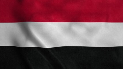 Flag of the Yemen, waving in wind. 3d illustration
