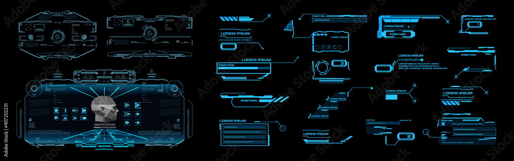 Poster innovative futuristic cyber space with hud elements. futuristic user interface with cyber sight and 