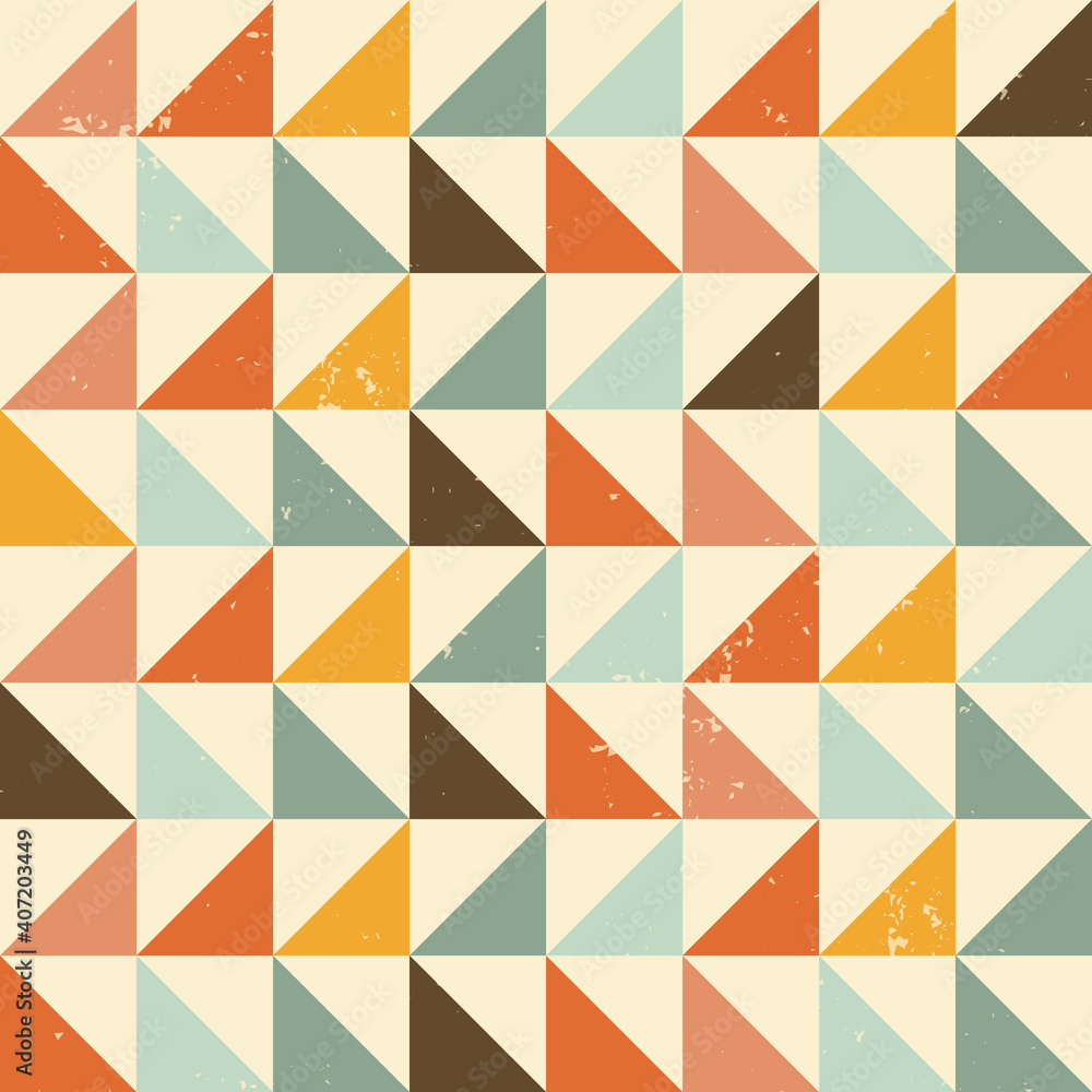 Poster retro colored triangles seamless repeat pattern print background
