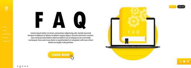 Concept User Guide FAQ book for web page, banner, social media. User Guide book. Vector illustration