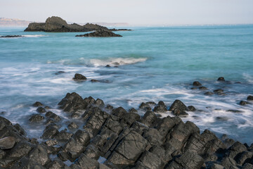 The volcanic rocks on the sea coast at Zhangzhou, Fujian province, China.