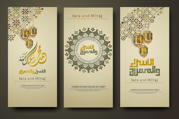 "Al-Isra wal Mi'raj Prophet Muhammad calligraphy set banner template