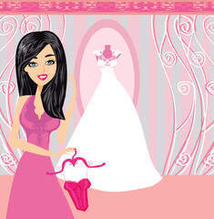 beautiful dress on a mannequin in elegant boutique