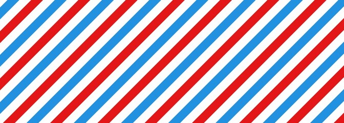 Barber shop concept pattern. Barbershop background. Vector red, white and blue diagonal lines seamless texture. Vector on isolated background. EPS 10