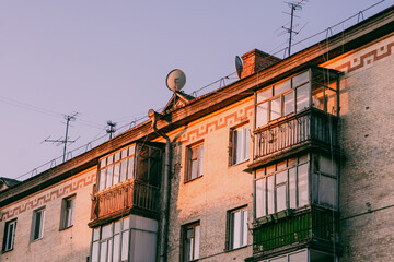 Fototapeta na wymiar balconies of the houses in the old town