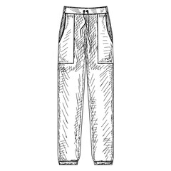 vector, isolated, trousers, pants sketch hand drawn