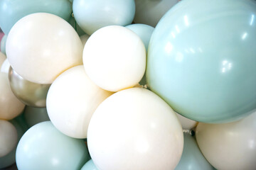 Background of multicolored balloons of nude colors. Abstract background. Various colorful party balloons