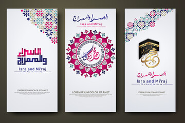 "Al-Isra wal Mi'raj Prophet Muhammad calligraphy set banner template