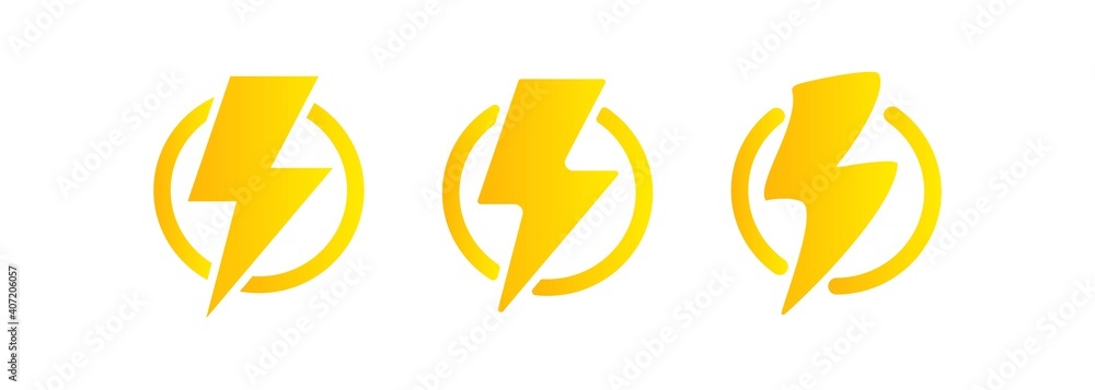 Poster lightning icon. electricity energy and thunder symbol concept. lightning bolt in a circle. vector on