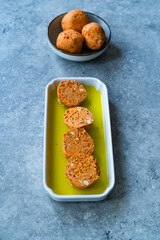 Traditional Turkish Spicy Surk Cheese Balls with Olive Oil from Hatay in Turkey. Shanklish Orange...