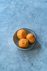 Traditional Turkish Spicy Surk Cheese Balls from Hatay in Turkey. Shanklish Orange Color.