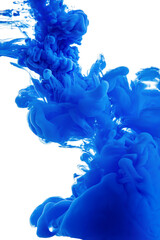 Blue ink abstract background isolated on white background.