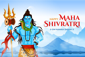 Lord Shiva standing in Himalaya Happy Mahashiv Ratri