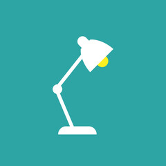 Office reading lamp, table lamp on blue background. Imagination, study icon.