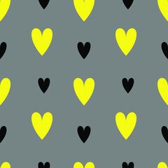 Yellow hearts on a gray background on Valentine's Day. For packaging. For a gift.