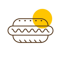 Hot dog vector icon. Fast food sign
