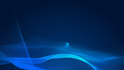 Dot blue wave light screen gradient texture background. Abstract  technology big data digital background. 3d rendering.
