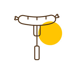 Sausage fork vector icon. Fast food sign