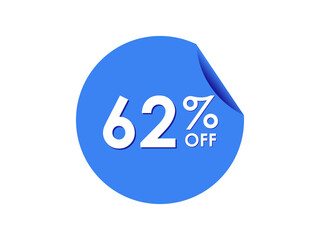 62% OFF Sticker, 62 percent discount Special Offer Price Label