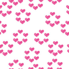 Seamless pattern of pink wavy hearts, grouped in the shape of a circle, for Valentine's Day