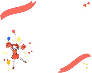 an frame decorated with cheerleading illustration and ribbon