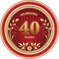 40 years anniversary, holiday background, vector design for celebration, invitation card and greeting card