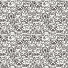 Seamless doodle owl pattern. Cute print for kids, scrap and other