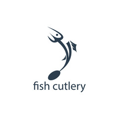 fish restaurant logo illustration cutlery design vector template