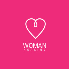 Woman healing logo design with love icon