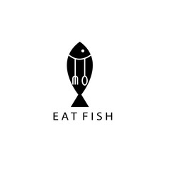 fish restaurant logo illustration cutlery design vector template