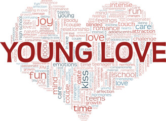 Fototapeta premium Young love vector illustration word cloud isolated on a white background.