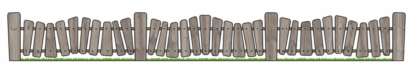 Wooden gray rustic fence. Aged texture. Cartoon background