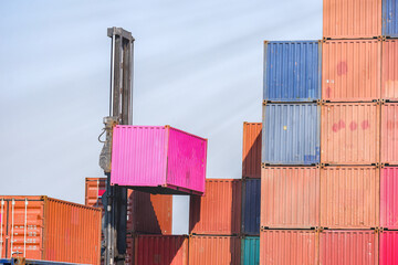 Fototapeta premium Container handlers In the container yard