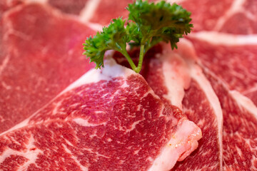 Rare Sliced Wagyu beef for Shabu